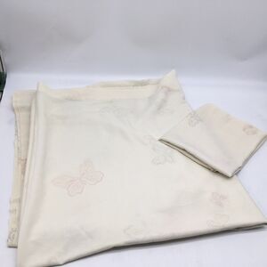 Vintage Full Size Percale Flat Sheet + Pillowcase Butterflies Faded READ
